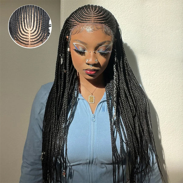 Tedhair 30 Inches 13x7 Fulani Braided Neat Braids Lace Front Wigs 