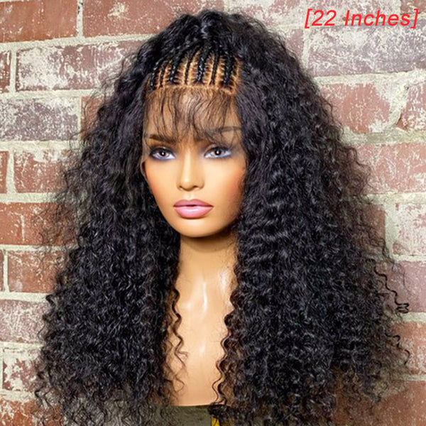 Half cornrow half curls on 13*6 frontal - Wigs blonde, black, brown,  average, braided, long, synthetic hair