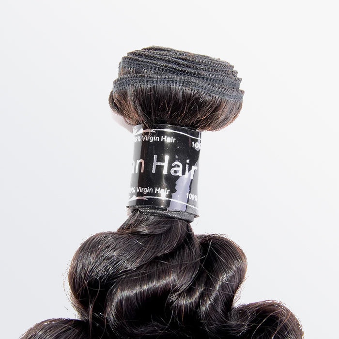 12"-26" Loose Curly Virgin Brazilian Hair #1B Natural Black