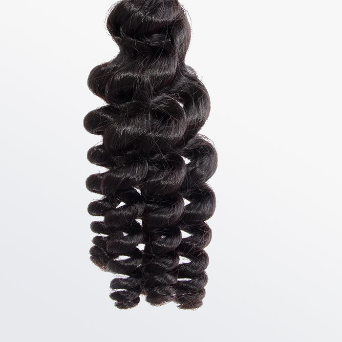 12"-26" Loose Curly Virgin Brazilian Hair #1B Natural Black
