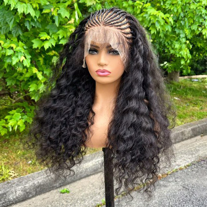 Tedhair 24 Inches 13"x4" Afro Style with 21 Braids Lace Front Wig 200% Density-100% Human Hair