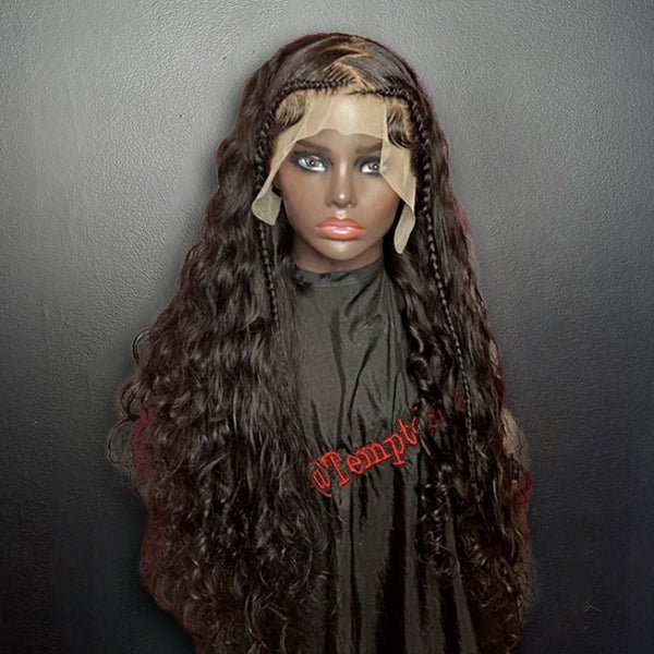 Tedhair 32 Inches 13x4 Natural Black Deep Wave Lace Front Wig-200% Density
