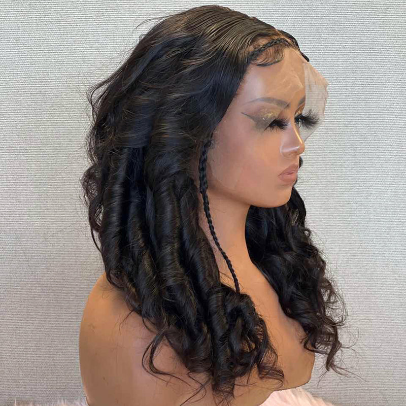 Tedhair 20 Inches 5x5 Body Wave with Braids Lace Closure Wig-200% Density