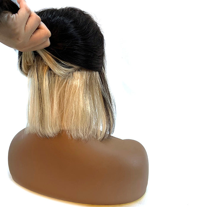 10 inch T-Part Platinum Blonde Peekaboo Color Glueless BOB Wig