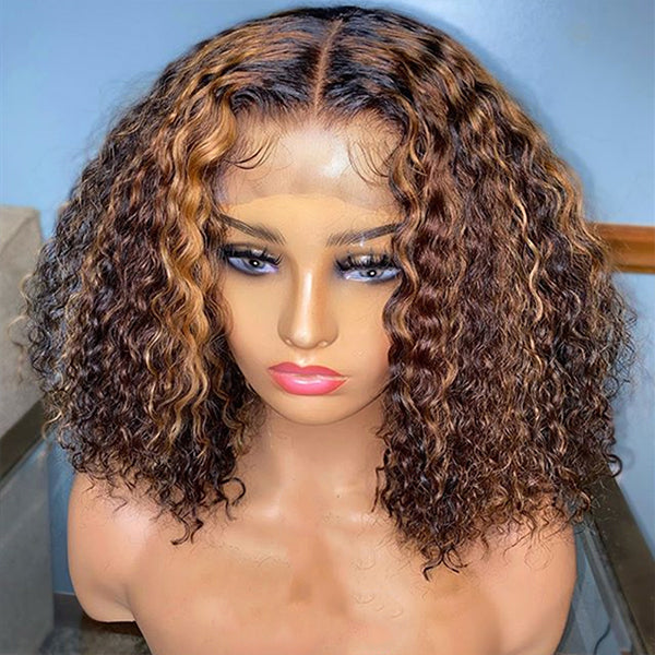 Curly Ombre Brown 5x5 Lace Closure Wigs