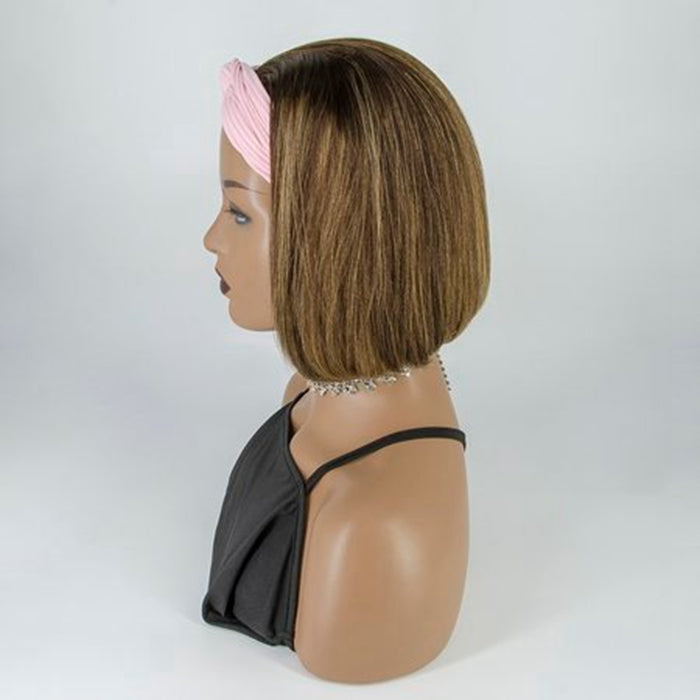 10-12 Inch Grab-N-Go Headband Wigs 100% P4/27# Straight Virgin Human Hair Wigs