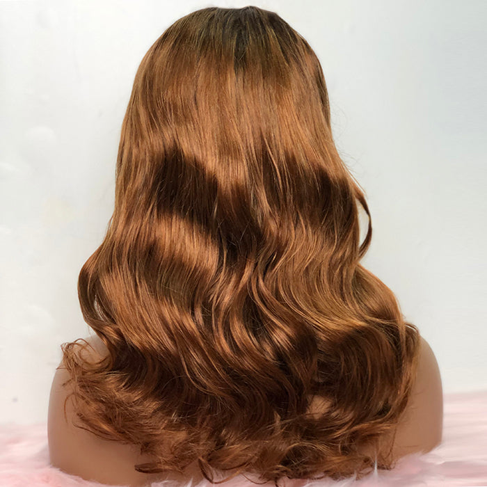 18-24 Inch Brazilian Virgin Hair 13"x4" Lace Front Wig #T4/30 Body Wave 150% Density