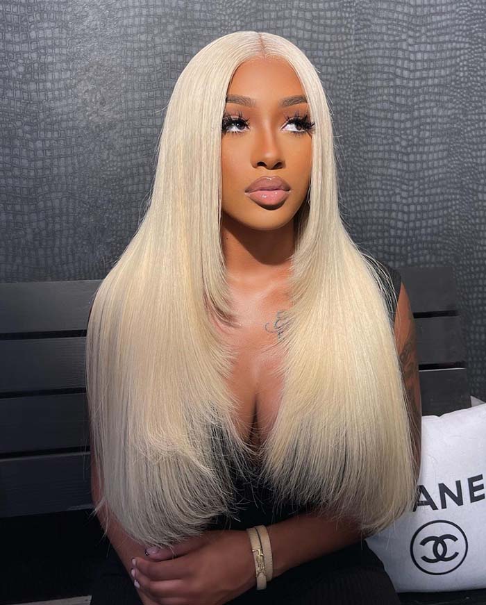 Tedhair 22/24/26 Inches 13x4 Blonde Layered Straight Lace Front Wig-200% Density