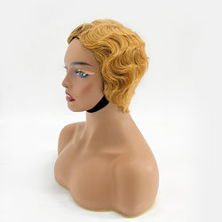 6 inch Vintage Honey Blonde Finger Wave Glueless BOB Wig