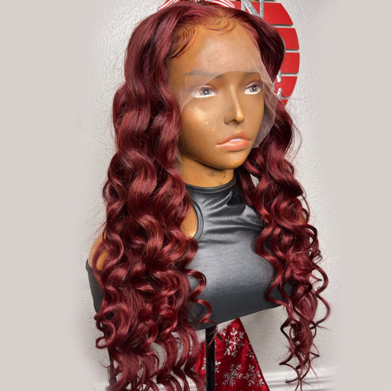 Tedhair 24 Inches 13x4 Red Body Wave Lace Front Wig-200% Density
