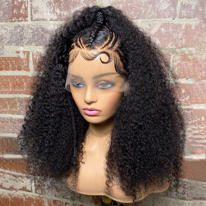 Tedhair 18 Inches 13x5 Afro Poofy Curly Style with Special Braids and Ponytail Lace Front Wig-250% Density