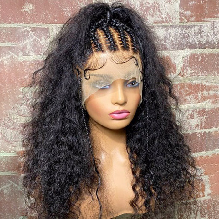 Tedhair 20 Inches 13x4 Trendy Half Braids Half Curly Lace Front Wig 250% Density-100% Human Hair