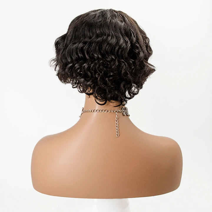 TedHair T-Part Frontal Lace Wig Human Hair 8 inch Curly Virgin Hair 1B Natural Black Wholesale Human Hair Wigs