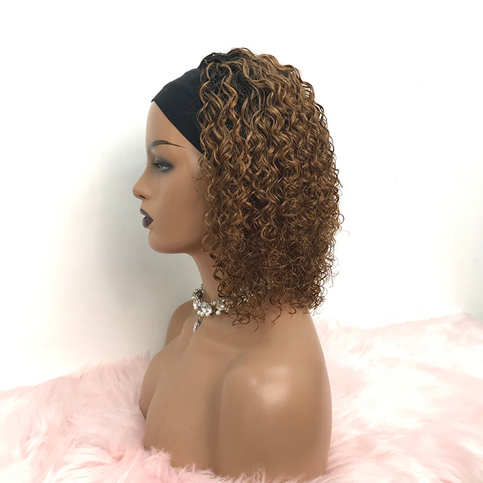 12-20 Inch Grab-N-Go Headband Wigs 100% T1B/30# Curly Virgin Human Hair Wigs