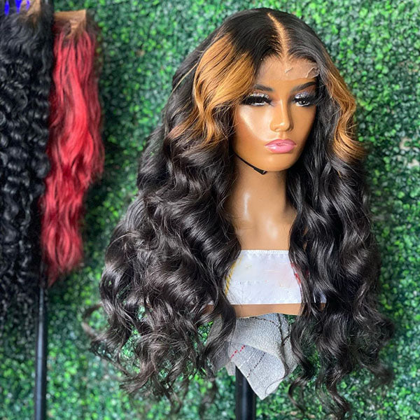 Tedhair 26/28 Inches 13x6 Colored Body Wave Lace Front Wig-200% Density
