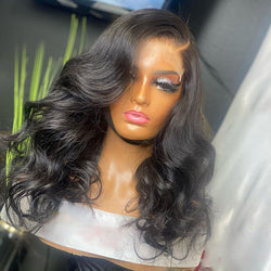 Tedhair 20/22/24 Inches 5x5 High Bang Body Wave Lace Closure Wig-180% Density