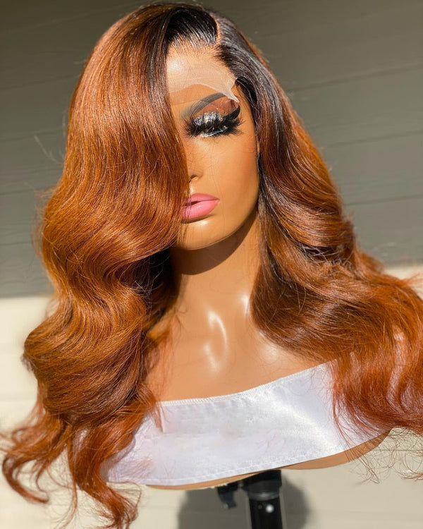 Tedhair 24/26 Inches 13x6 Brown Body Wave Lace Front Wig-200% Density