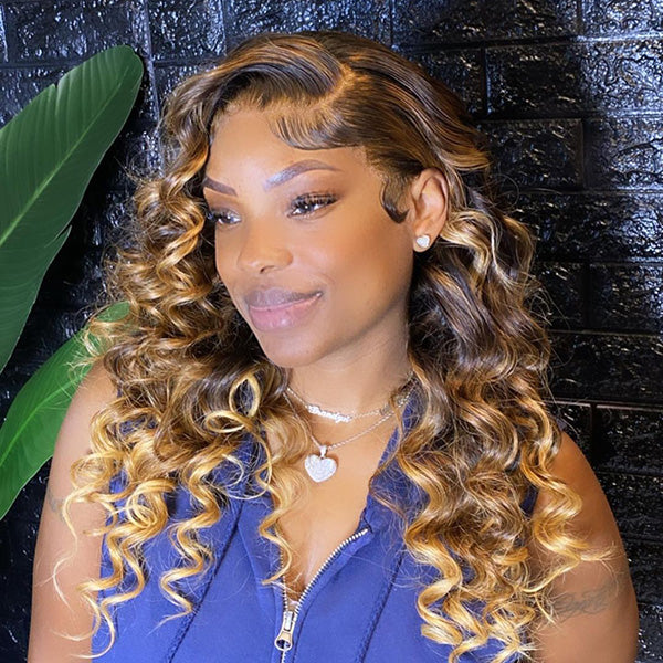 Tedhair 20/22/24 Inches 13x4 Ombre Brown Body Wave Lace Front Wig-200% Density
