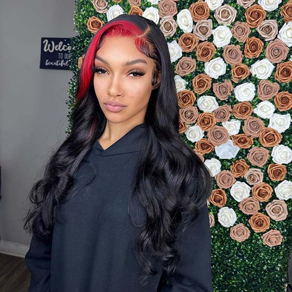 Tedhair 28/30/32 Inches 13x4 Highlight Red Body Wave Lace Front Wig-180% Density
