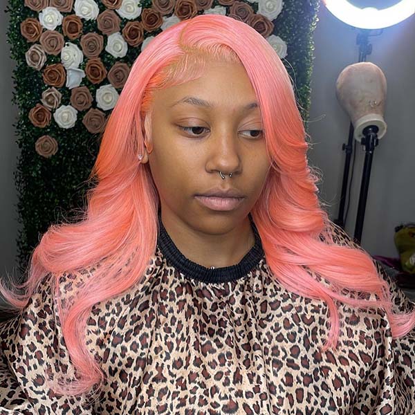 Tedhair 22/24 Inches 13x4 Cute Pink Body Wave Lace Front Wig-200% Density