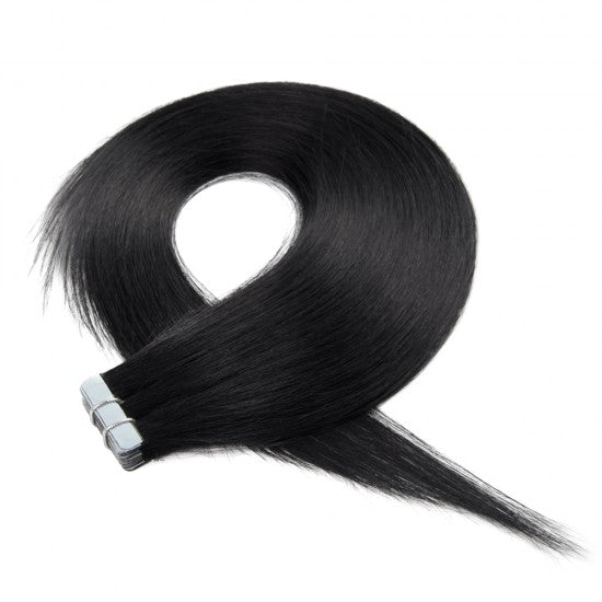 18-24 Inch Straight Tape In Remy Hair Extensions #1 Jet Black