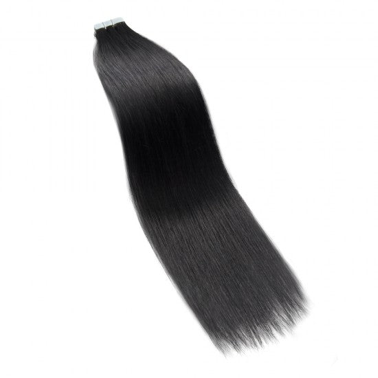 18-24 Inch Straight Tape In Remy Hair Extensions #1 Jet Black